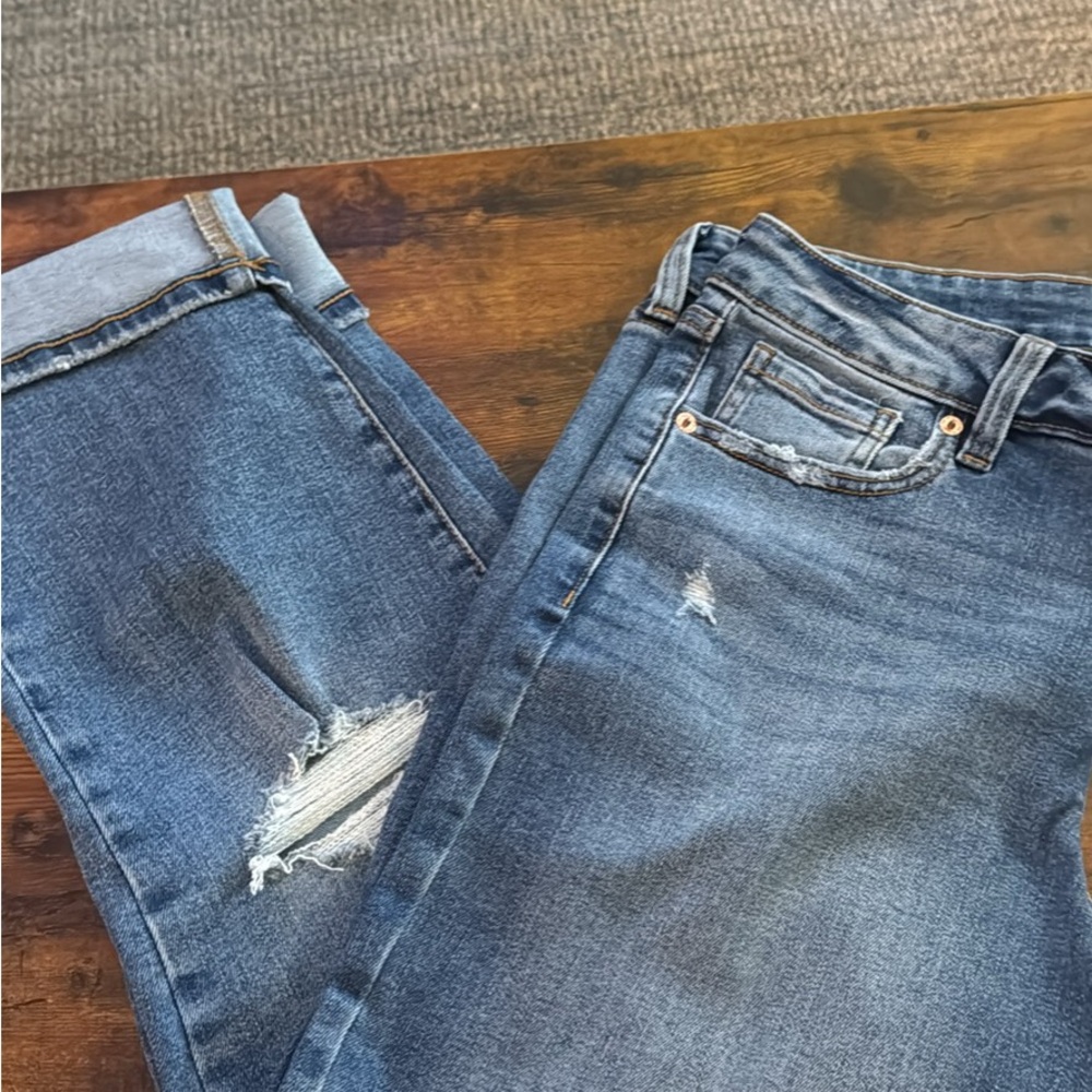 Maurices Blue Distressed Boyfriend Jeans